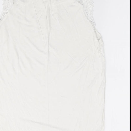 H&M Womens Ivory Viscose Jersey Tank Size M Round Neck