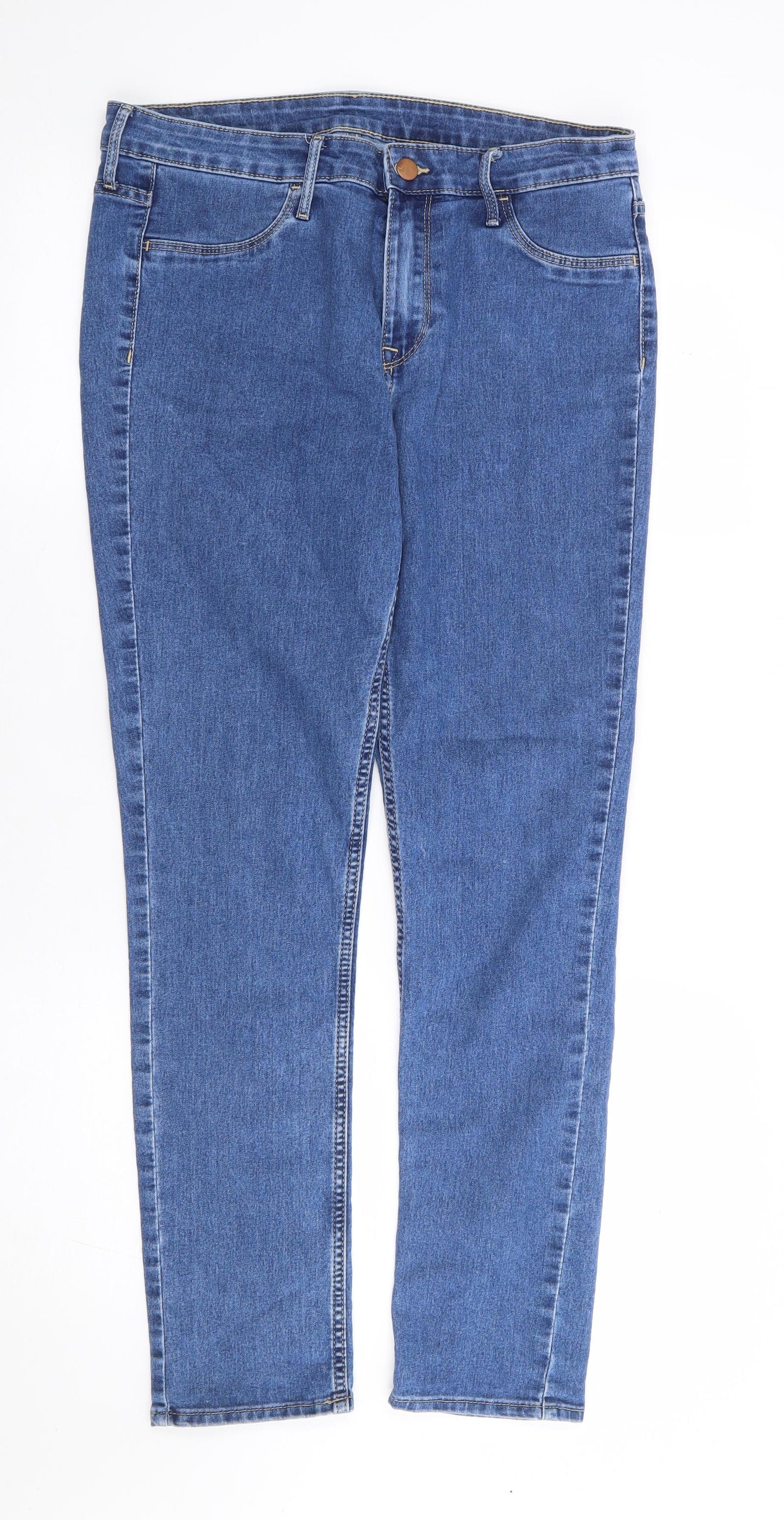 H&M Womens Blue Cotton Skinny Jeans Size 32 L28 in Regular Zip