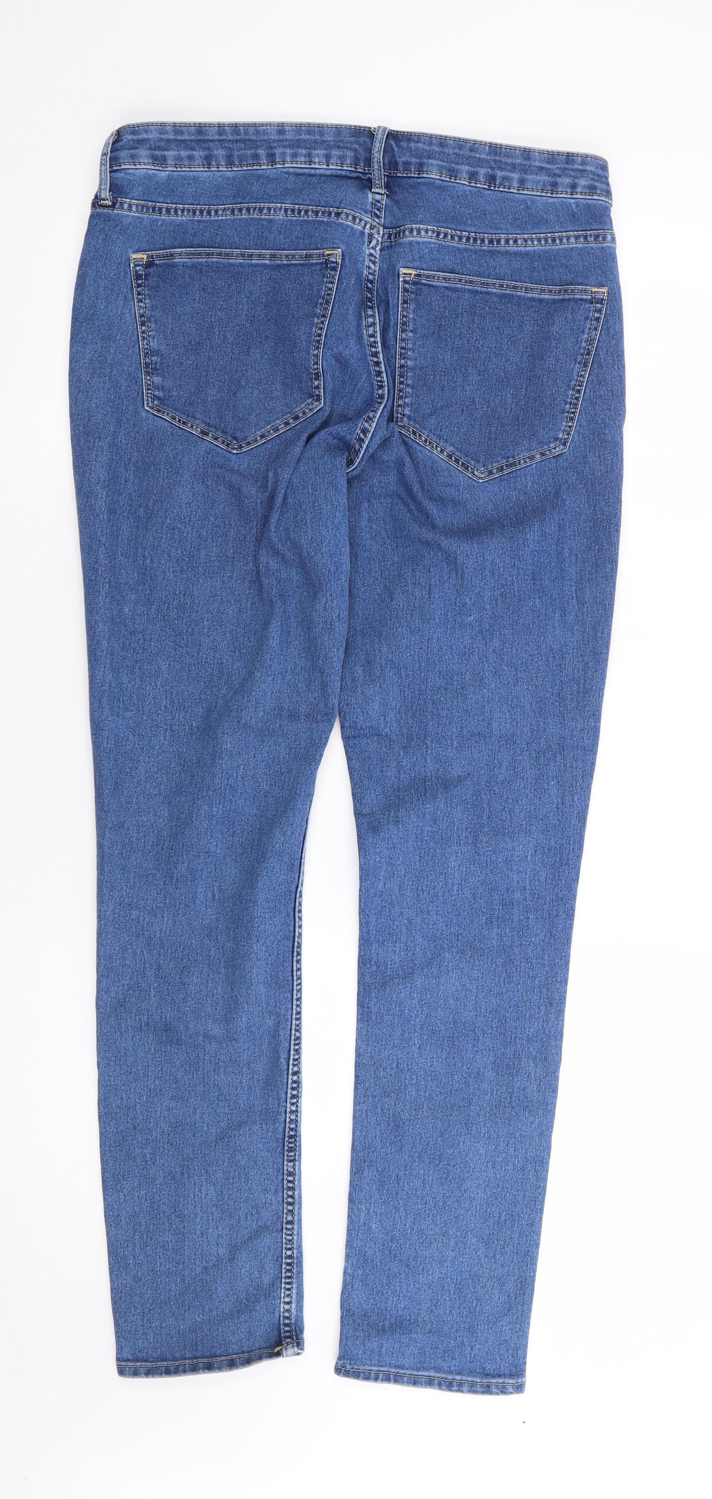 H&M Womens Blue Cotton Skinny Jeans Size 32 L28 in Regular Zip