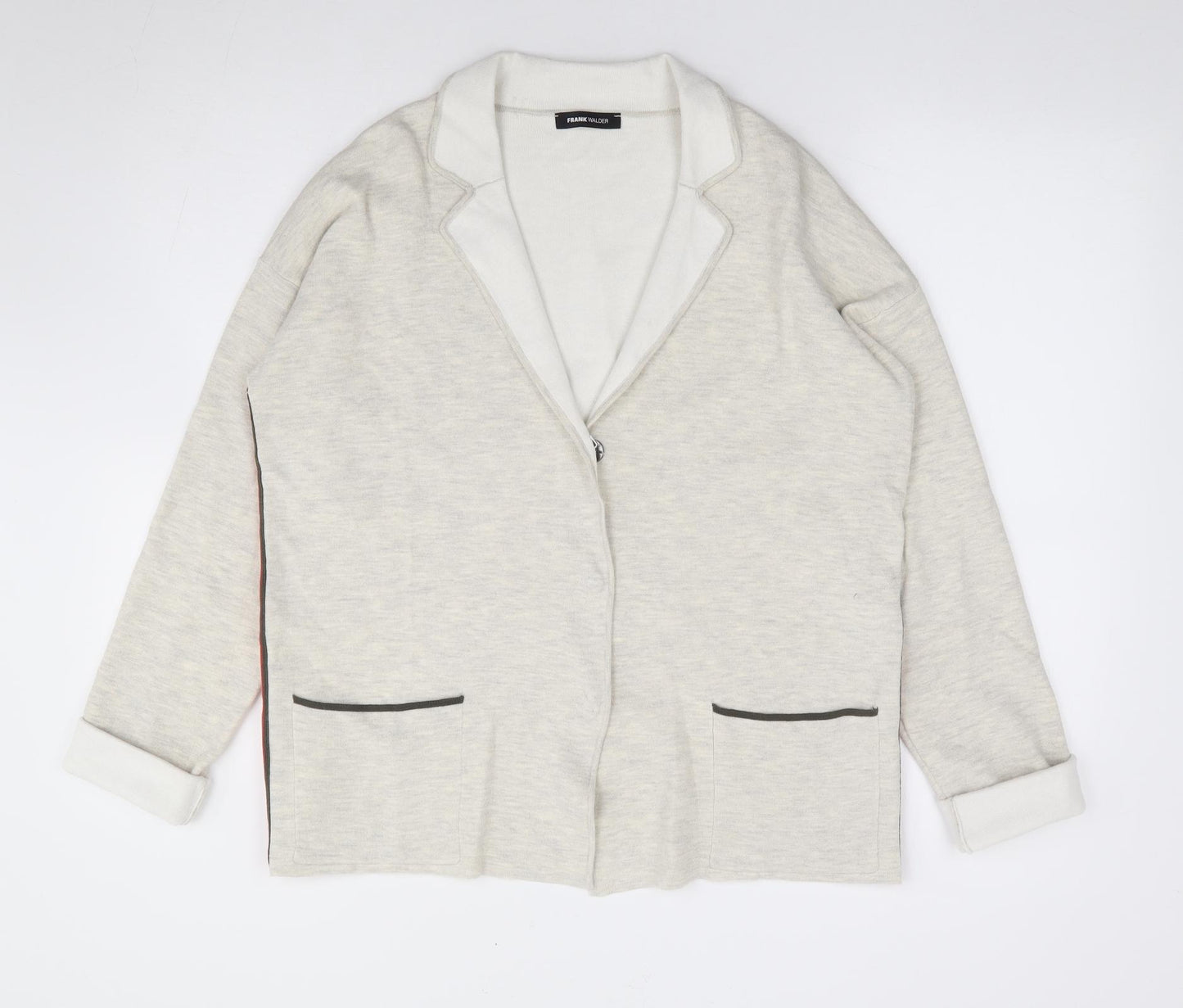 FRANK WALDER Womens Beige Jacket Size 14 Snap