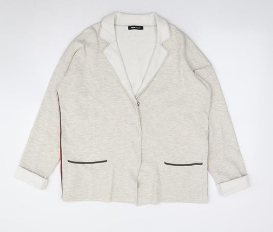 Front view of FRANK WALDER women’s beige jacket, size UK 14, snap