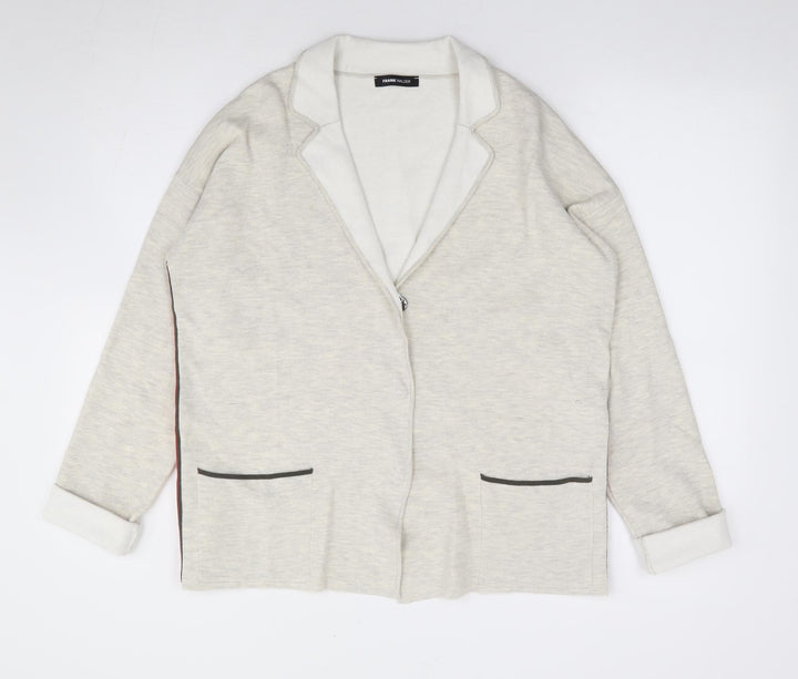FRANK WALDER Womens Beige Jacket Size 14 Snap