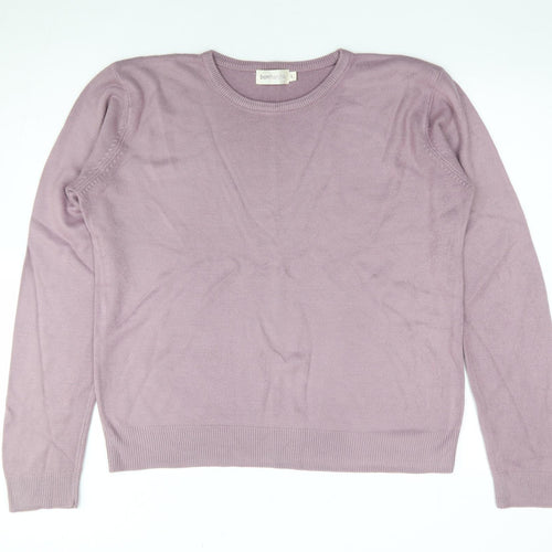 Bonmarché Womens Purple Round Neck Acrylic Pullover Jumper Size L