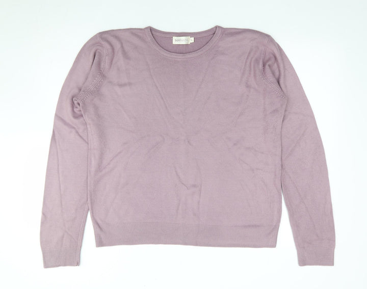 Bonmarché Womens Purple Round Neck Acrylic Pullover Jumper Size L