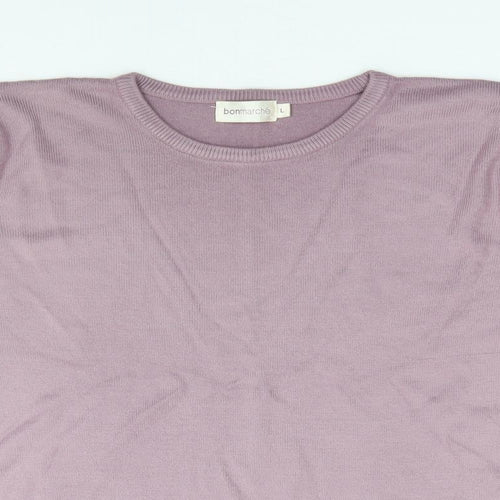 Bonmarché Womens Purple Round Neck Acrylic Pullover Jumper Size L