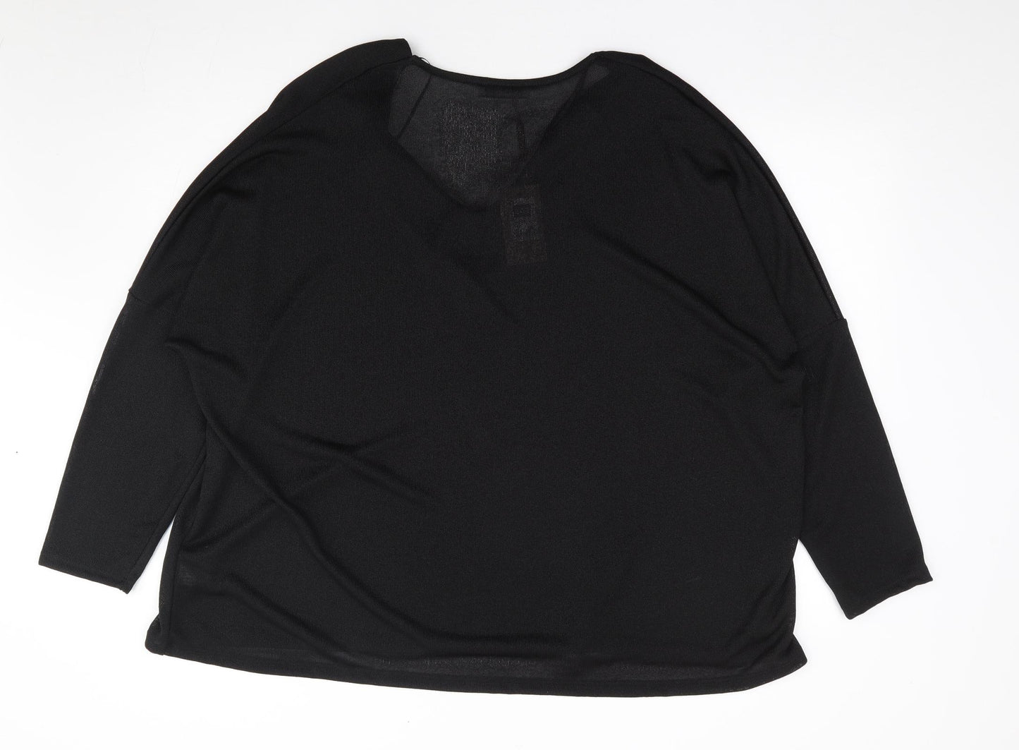 Gallery Womens Black V-Neck Polyester Pullover Jumper Size XL