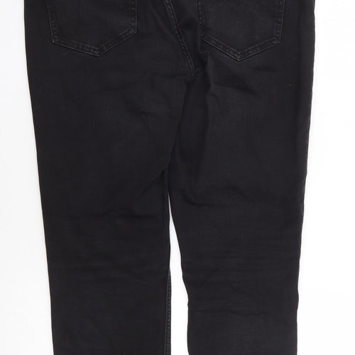 F&F Womens Black Cotton Straight Jeans Size 18 L26 in Regular Zip