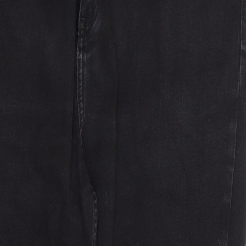 F&F Womens Black Cotton Straight Jeans Size 18 L26 in Regular Zip