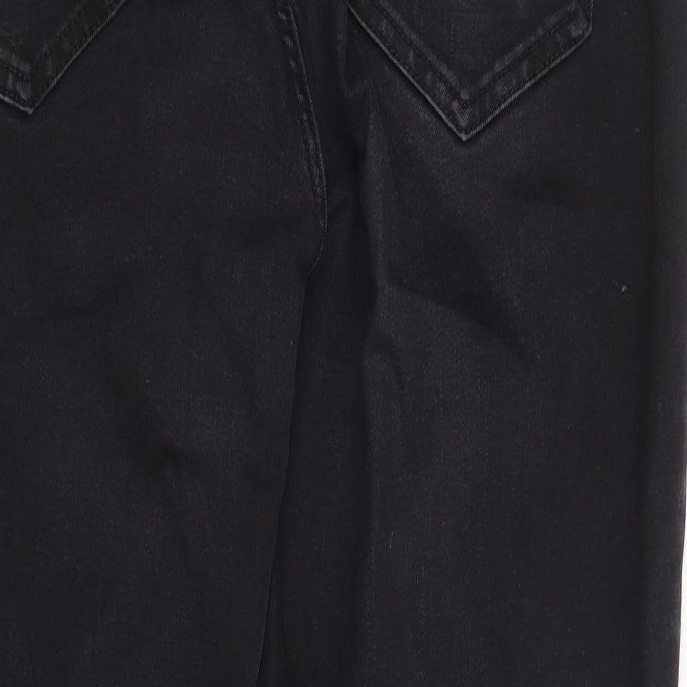 F&F Womens Black Cotton Straight Jeans Size 18 L26 in Regular Zip