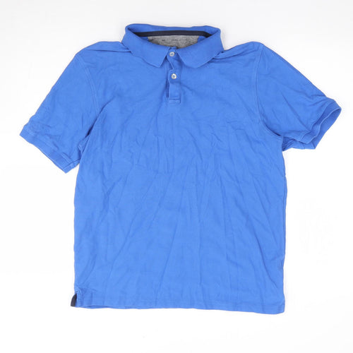 Modern Essentials Mens Blue Polyester Polo Size M Collared Pullover