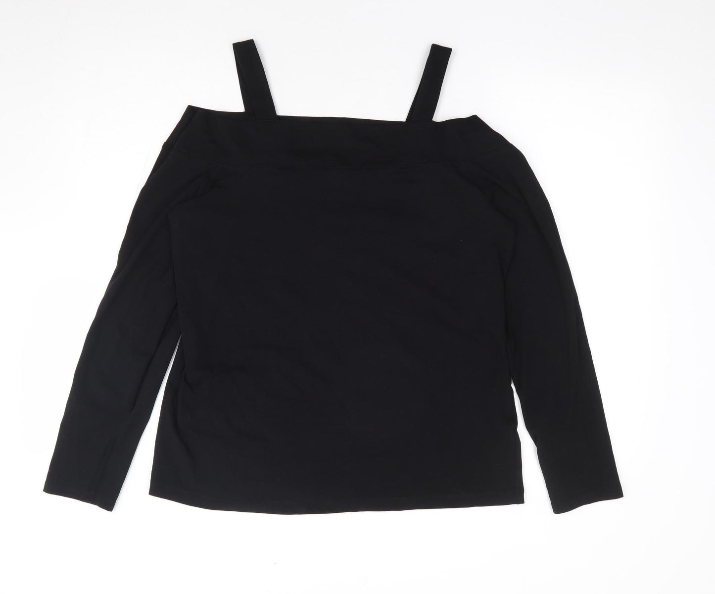 F&F Womens Black Cotton Jersey T-Shirt Size 18 Off the Shoulder