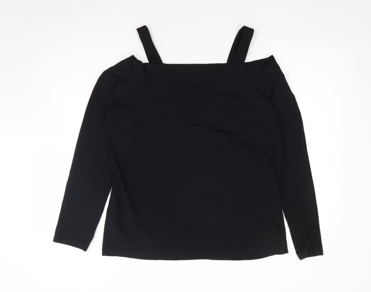 F&F Womens Black Cotton Jersey T-Shirt Size 18 Off the Shoulder