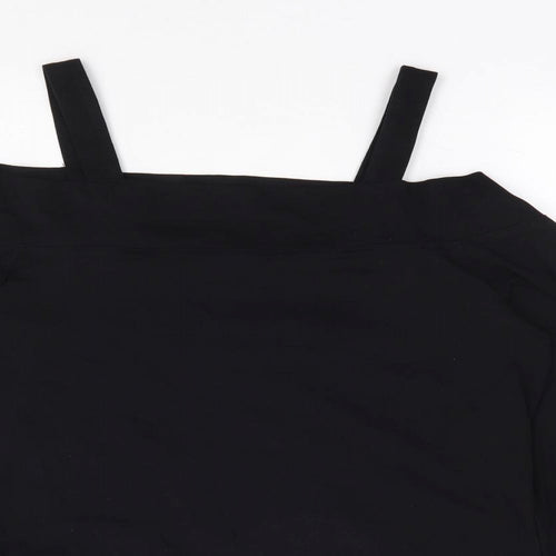 F&F Womens Black Cotton Jersey T-Shirt Size 18 Off the Shoulder