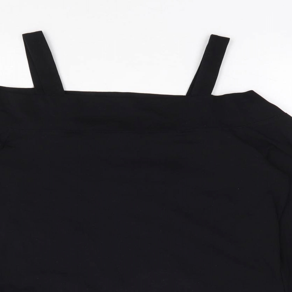 F&F Womens Black Cotton Jersey T-Shirt Size 18 Off the Shoulder