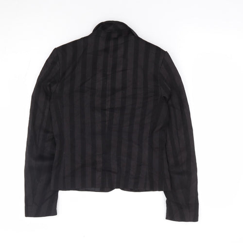 H&M Womens Black Striped Polyester Jacket Suit Jacket Size 6