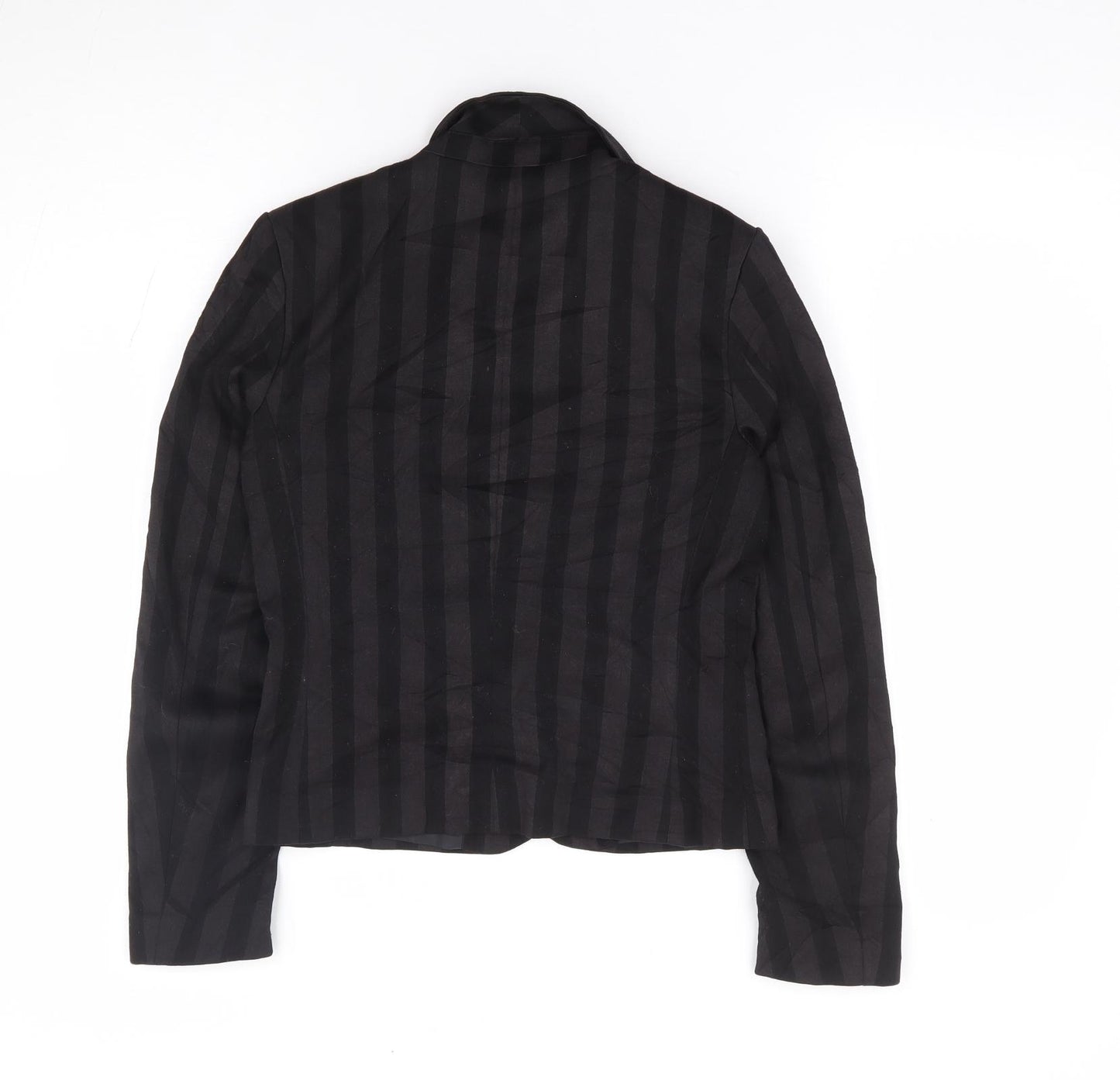 H&M Womens Black Striped Polyester Jacket Suit Jacket Size 6