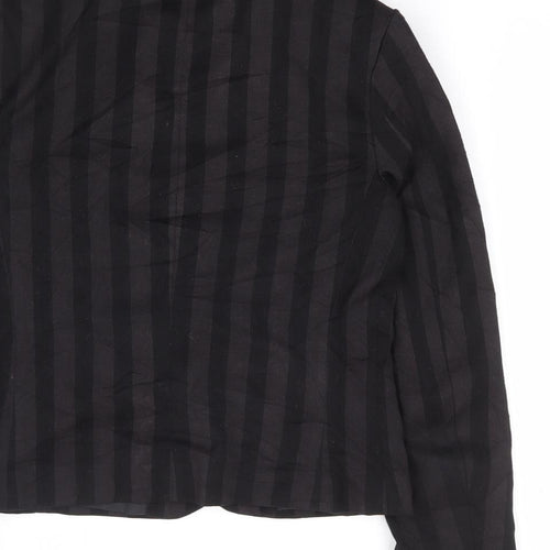 H&M Womens Black Striped Polyester Jacket Suit Jacket Size 6