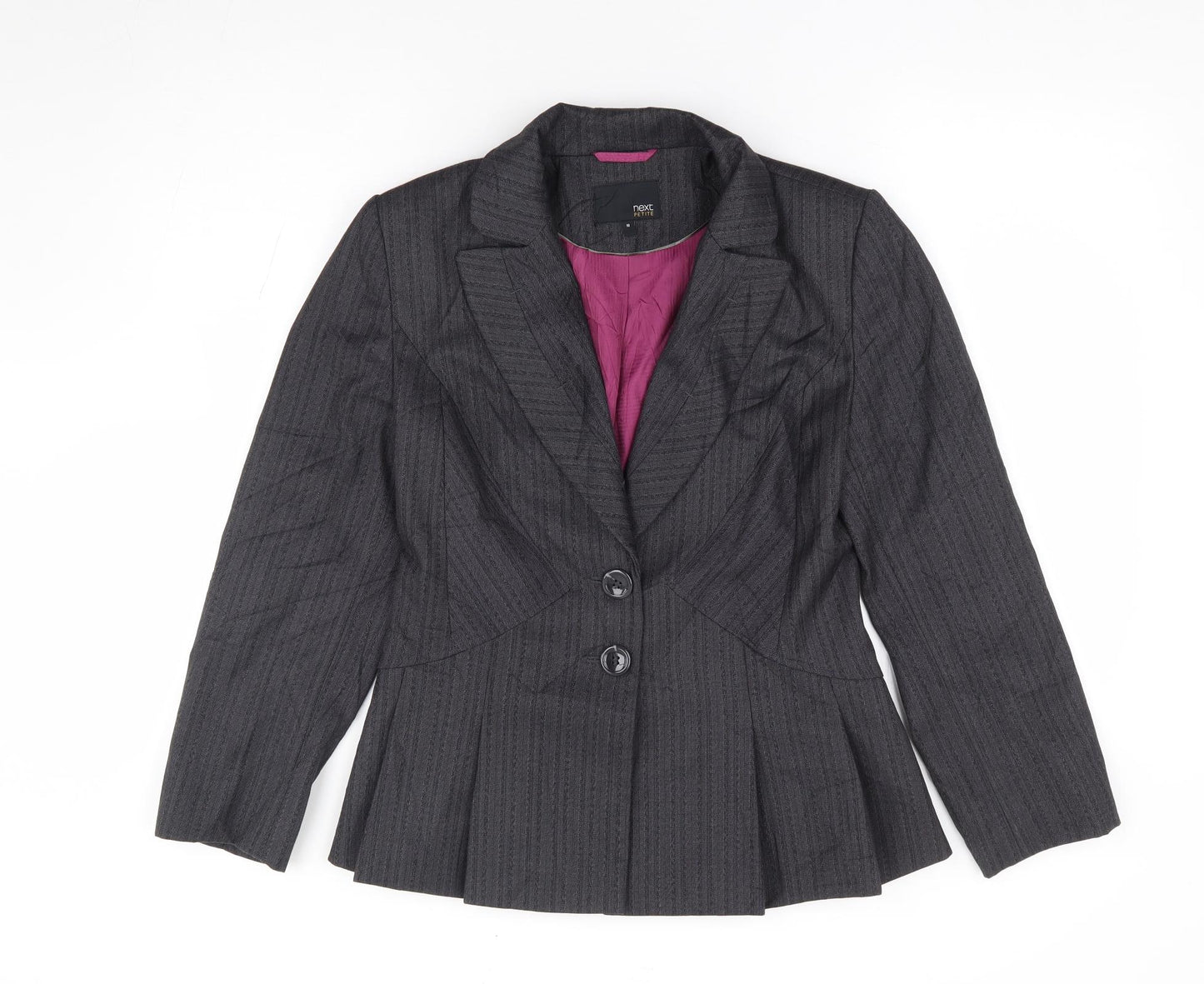 NEXT Womens Grey Striped Polyester Jacket Suit Jacket Size 10