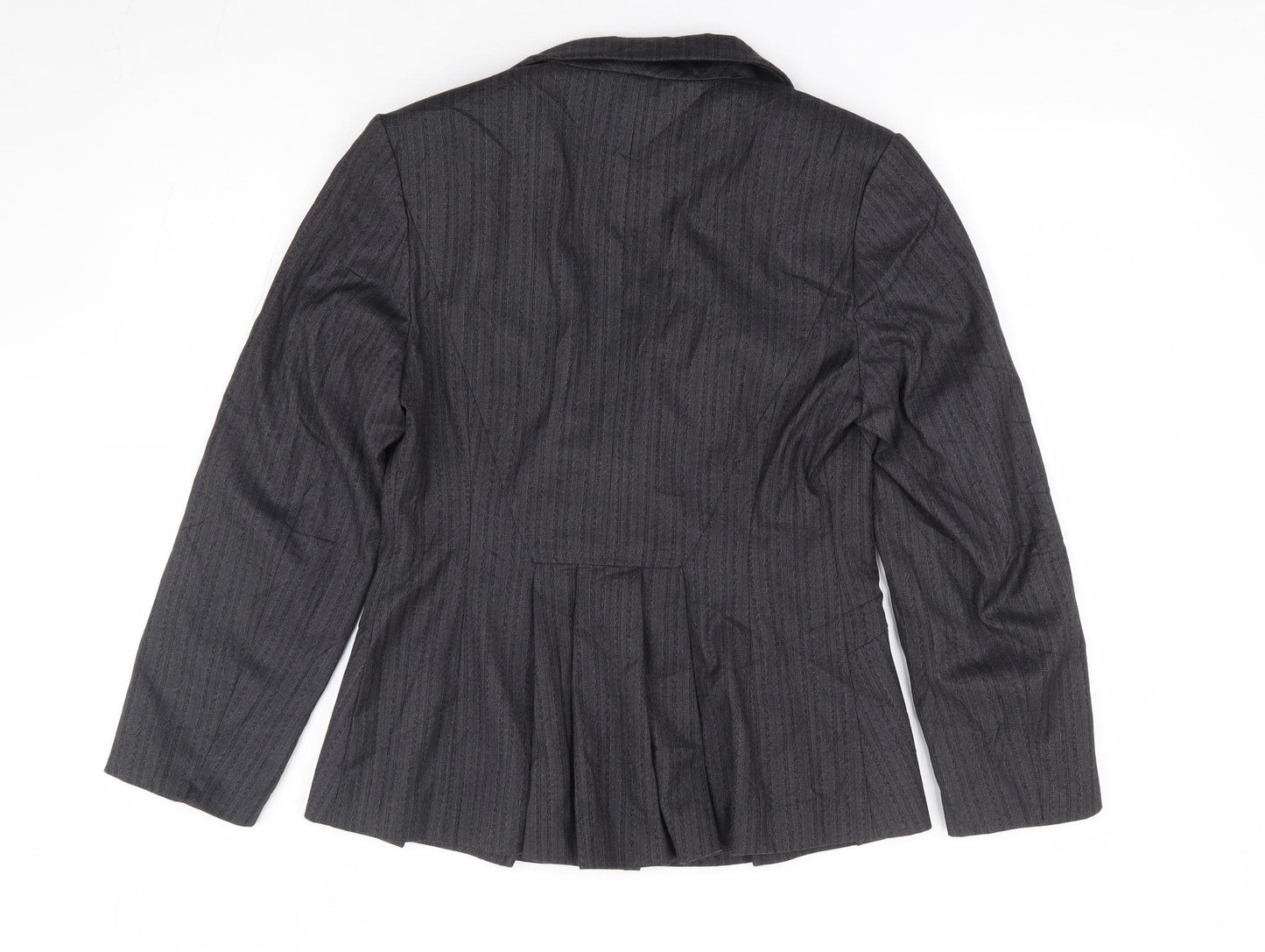 NEXT Womens Grey Striped Polyester Jacket Suit Jacket Size 10