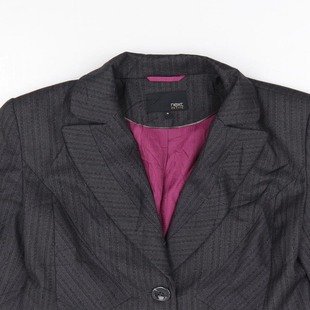 NEXT Womens Grey Striped Polyester Jacket Suit Jacket Size 10