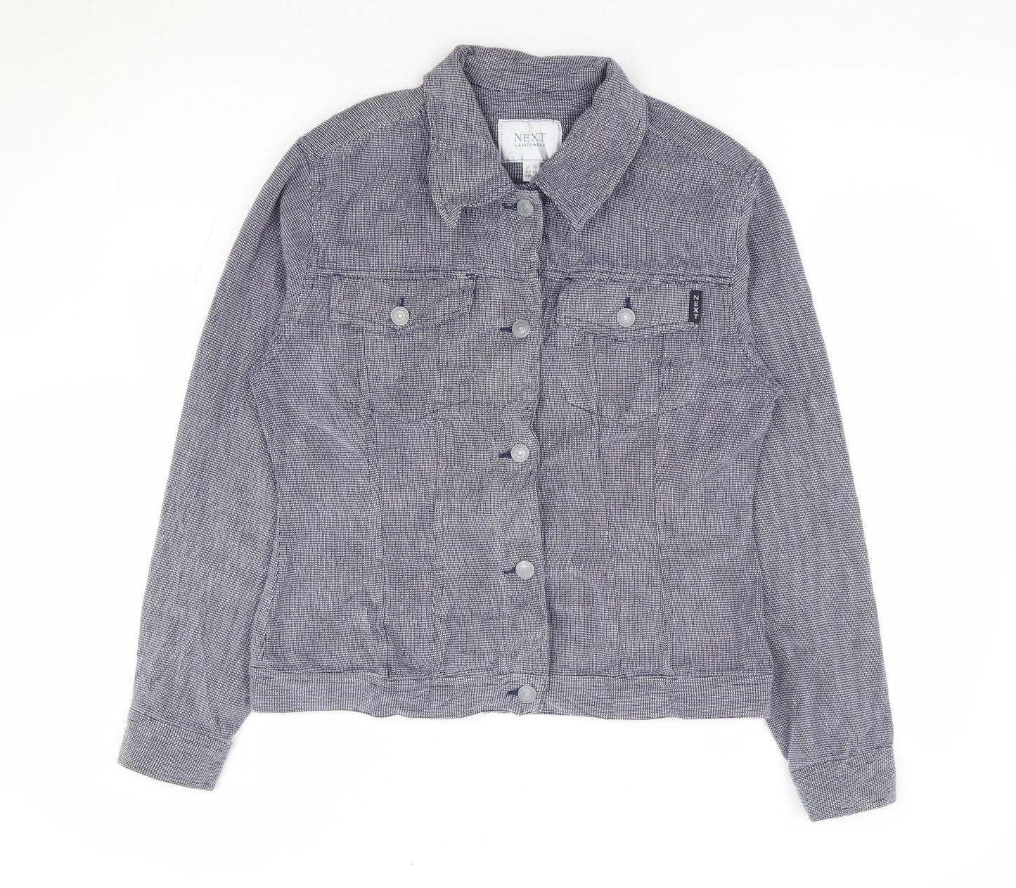 NEXT Womens Blue Geometric Jacket Size 12 Button