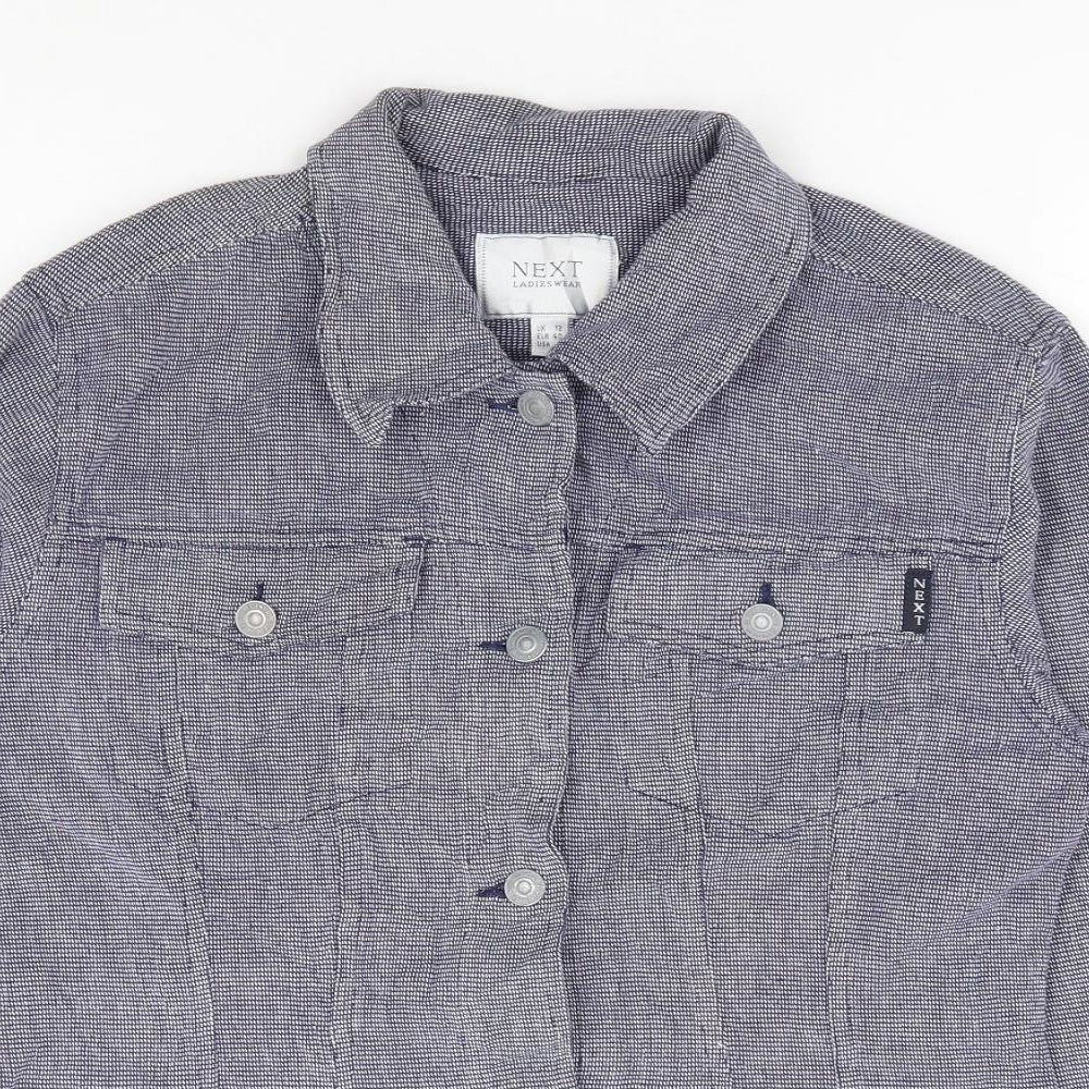 NEXT Womens Blue Geometric Jacket Size 12 Button