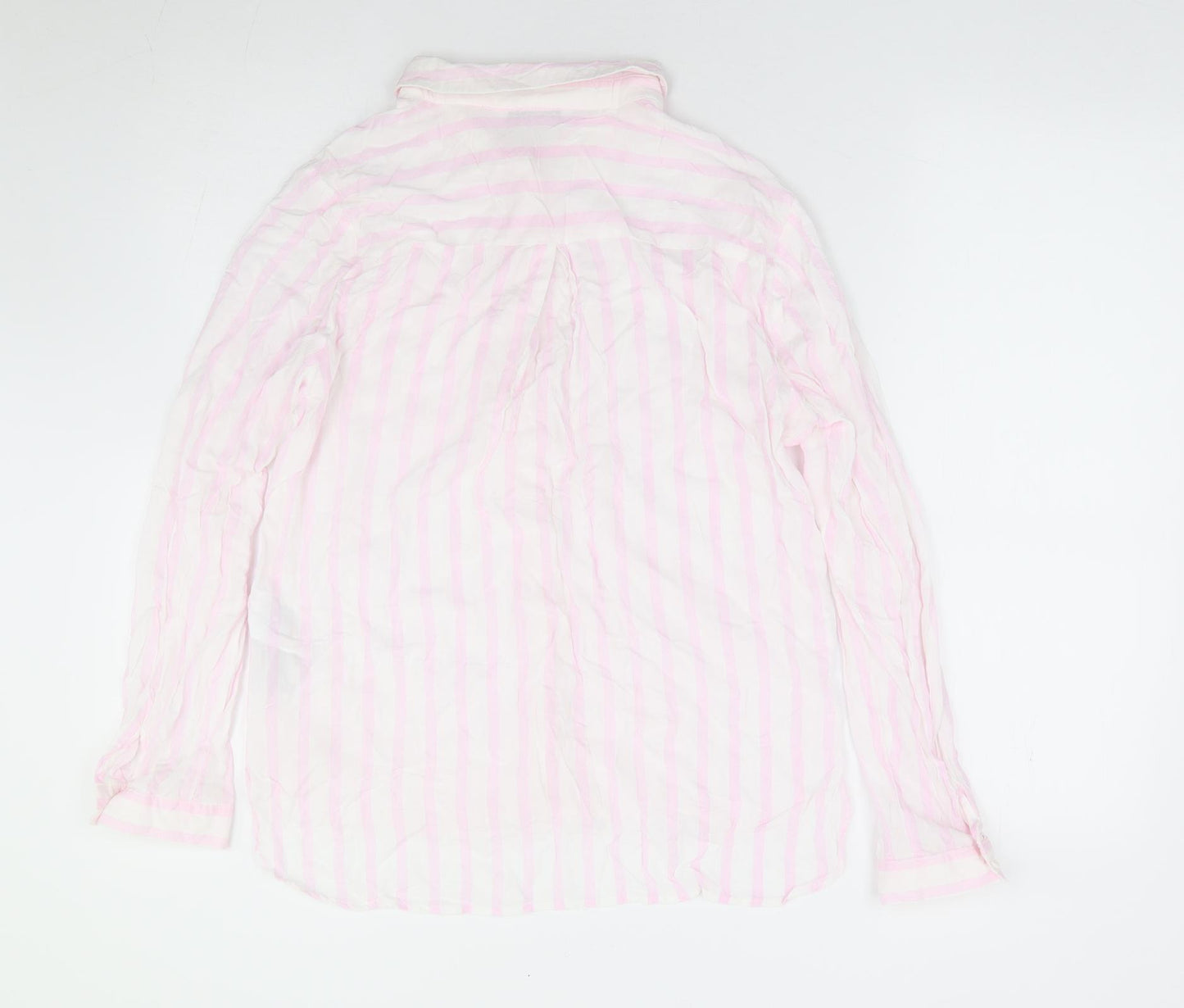 Only Womens Pink Striped Viscose Jersey Button-Up Size 12 Collared