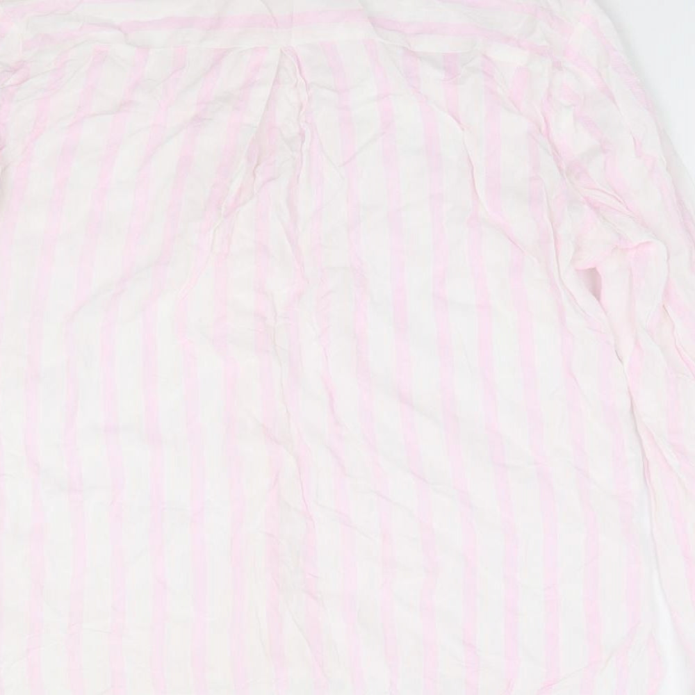 Only Womens Pink Striped Viscose Jersey Button-Up Size 12 Collared