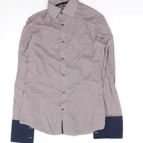NEXT Mens Red Geometric Cotton Dress Shirt Size 15 Collared Button