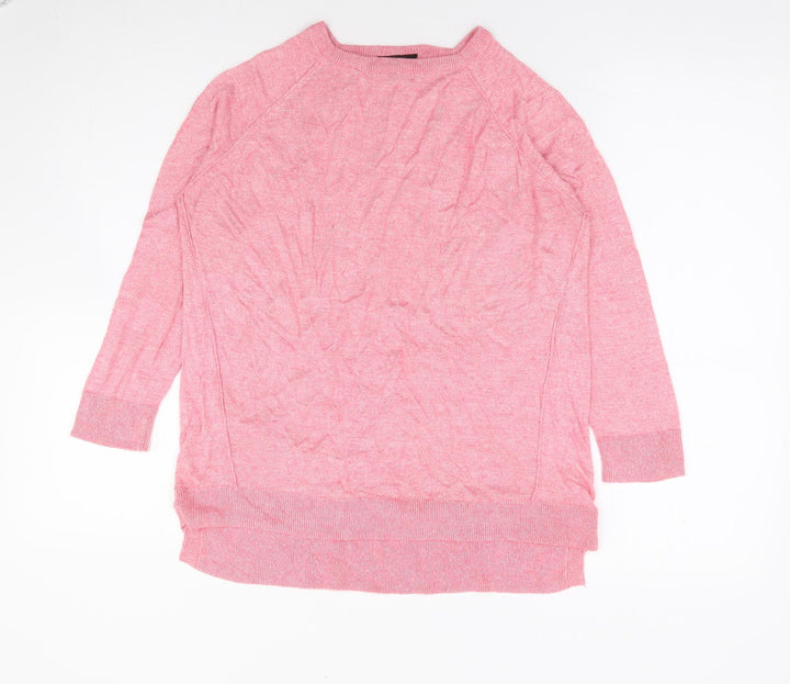 Warehouse Womens Pink Round Neck Polyester Pullover Jumper Size 14