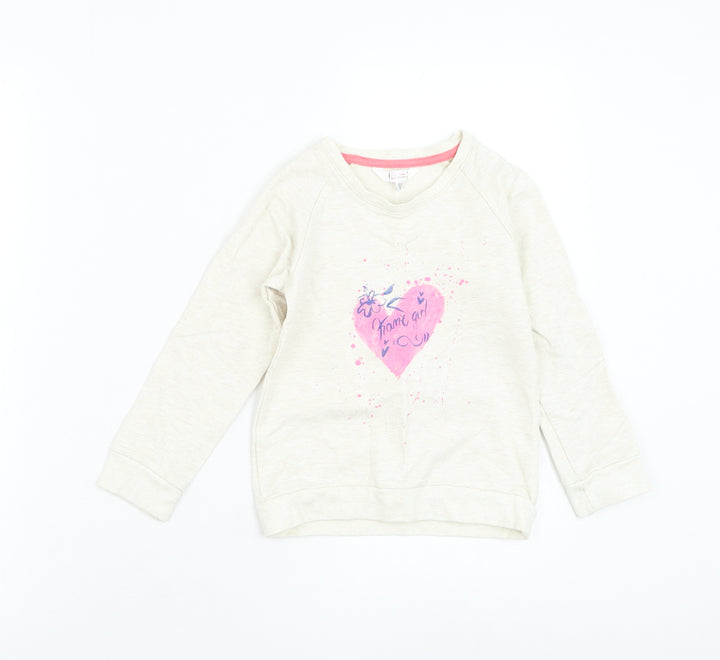 Kanz Girls Ivory Polyester Pullover Sweatshirt Size 4 Years Pullover - Heart