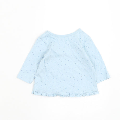 George Girls Blue Spotted Cotton Basic T-Shirt Size 0-3 Months Round Neck Pullover