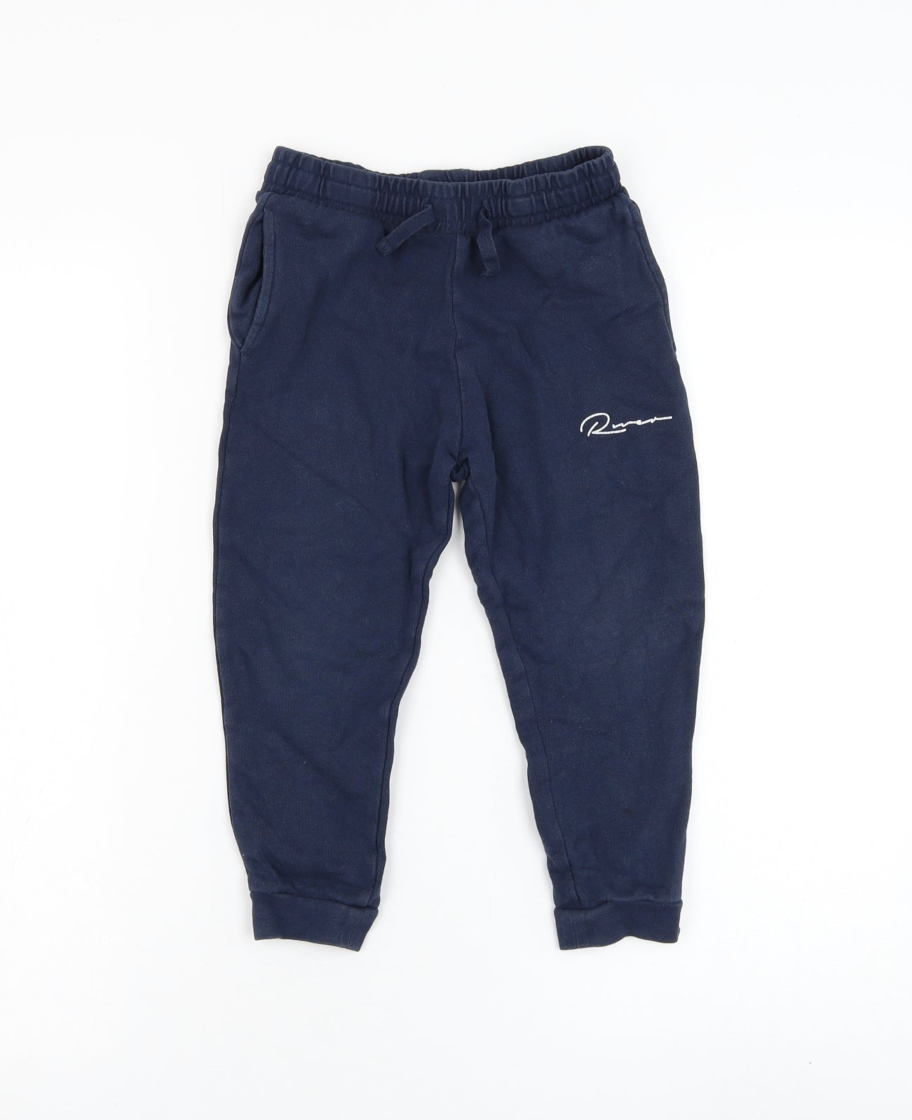 River Island Boys Blue Cotton Jogger Trousers Size 5-6 Years Regular Pullover