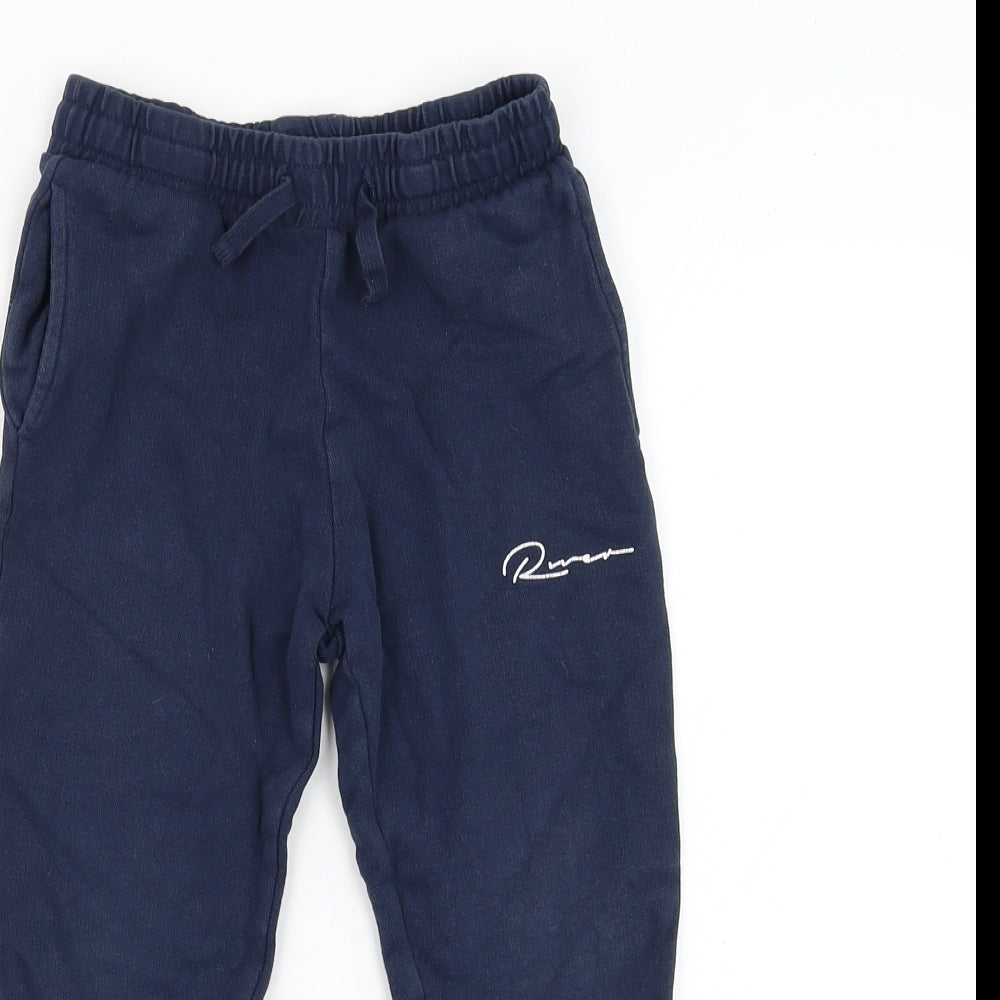 River Island Boys Blue Cotton Jogger Trousers Size 5-6 Years Regular Pullover