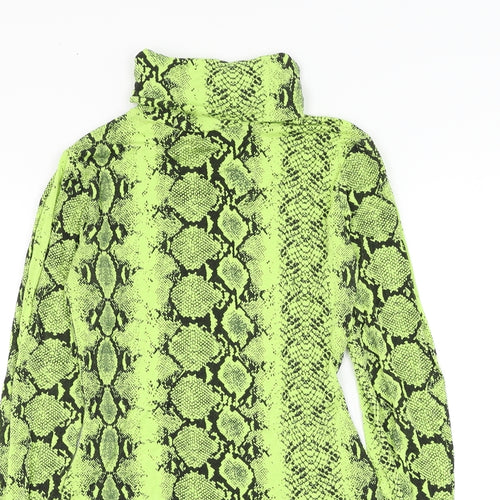 Boohoo Womens Green Animal Print Viscose Bodysuit One-Piece Size 10 Hook & Loop