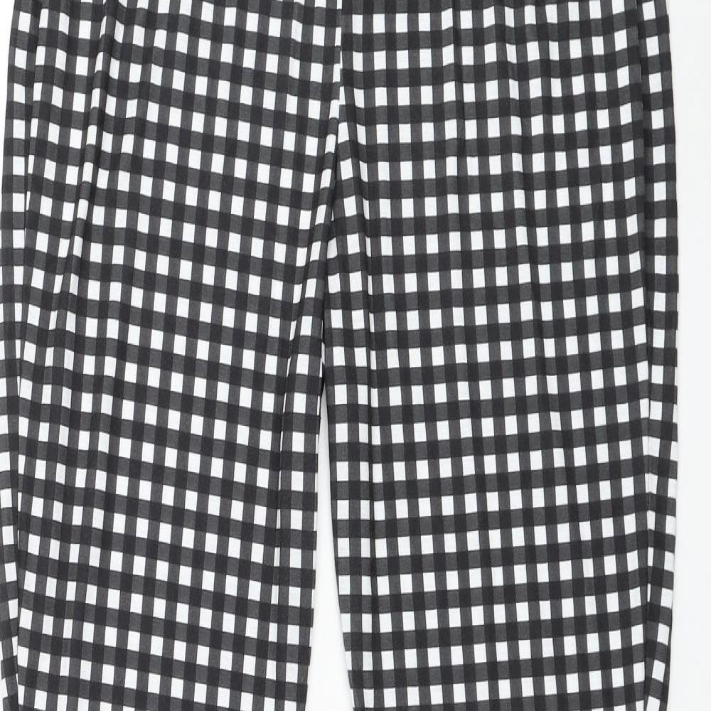 Boohoo Womens Black Check Polyester Trousers Size 16 L30 in Regular
