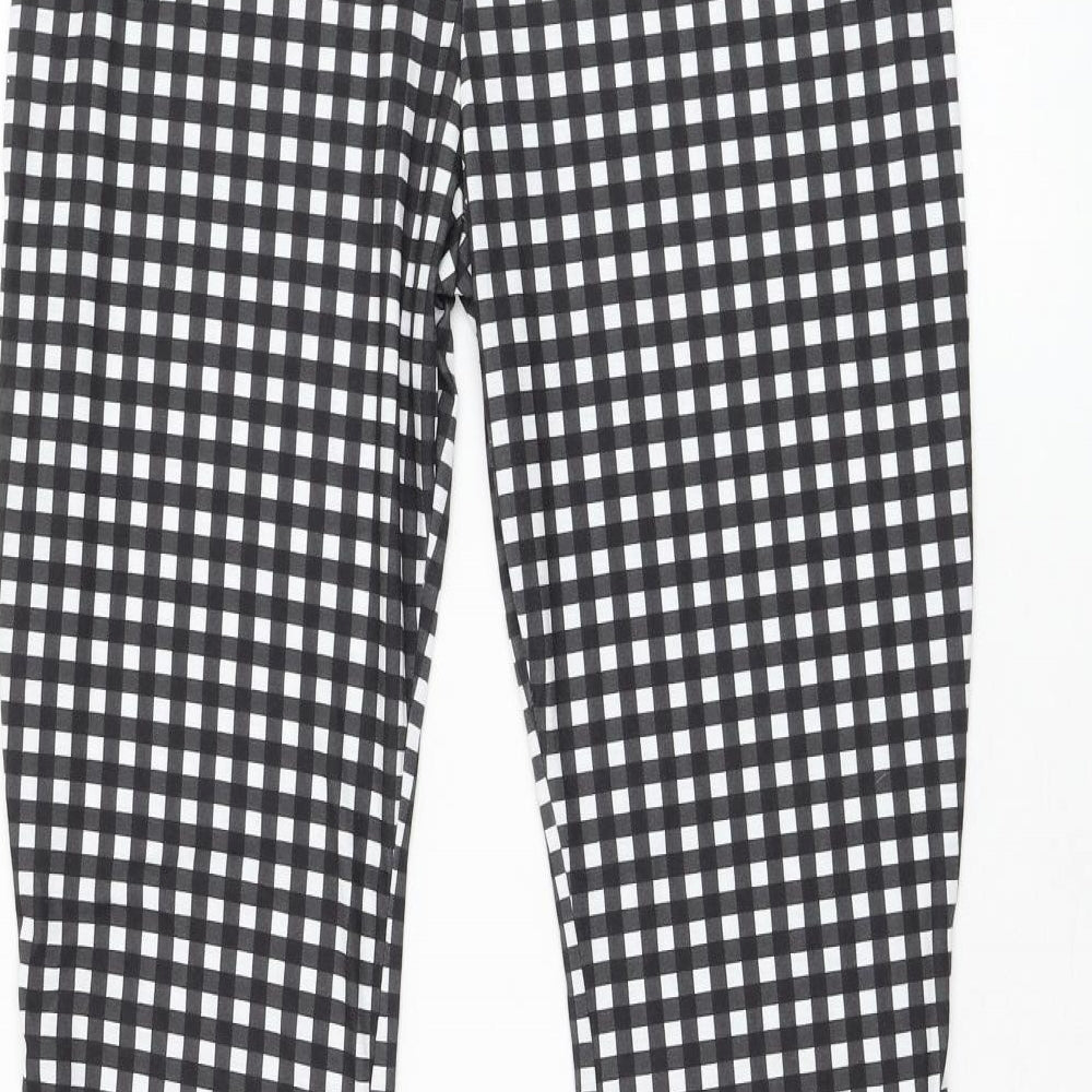 Boohoo Womens Black Check Polyester Trousers Size 16 L30 in Regular