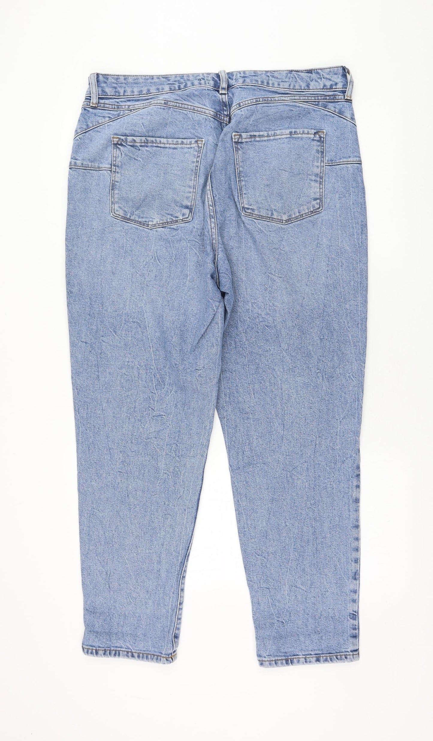 New Look Womens Blue Cotton Straight Jeans Size 16 L28 in Regular Zip