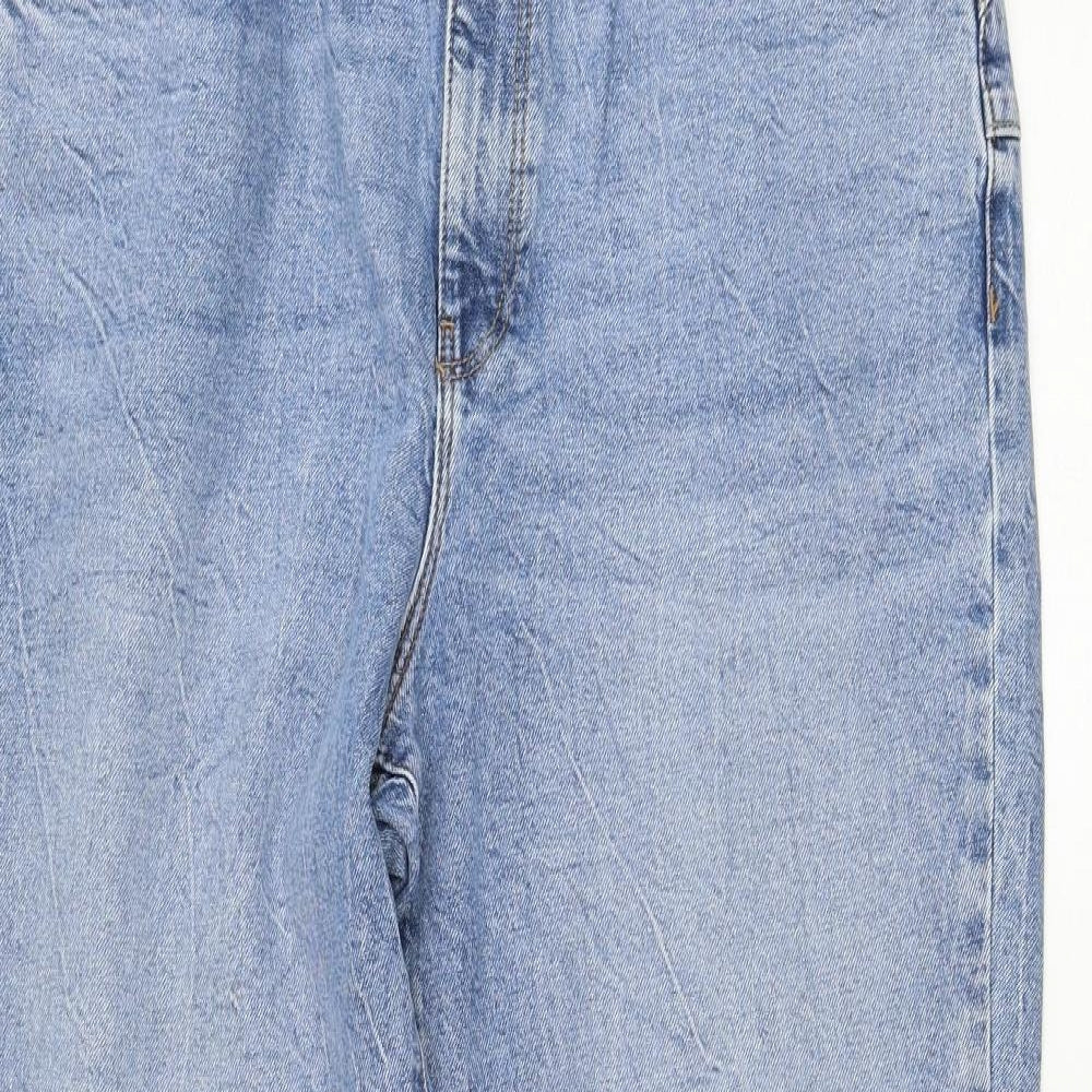 New Look Womens Blue Cotton Straight Jeans Size 16 L28 in Regular Zip