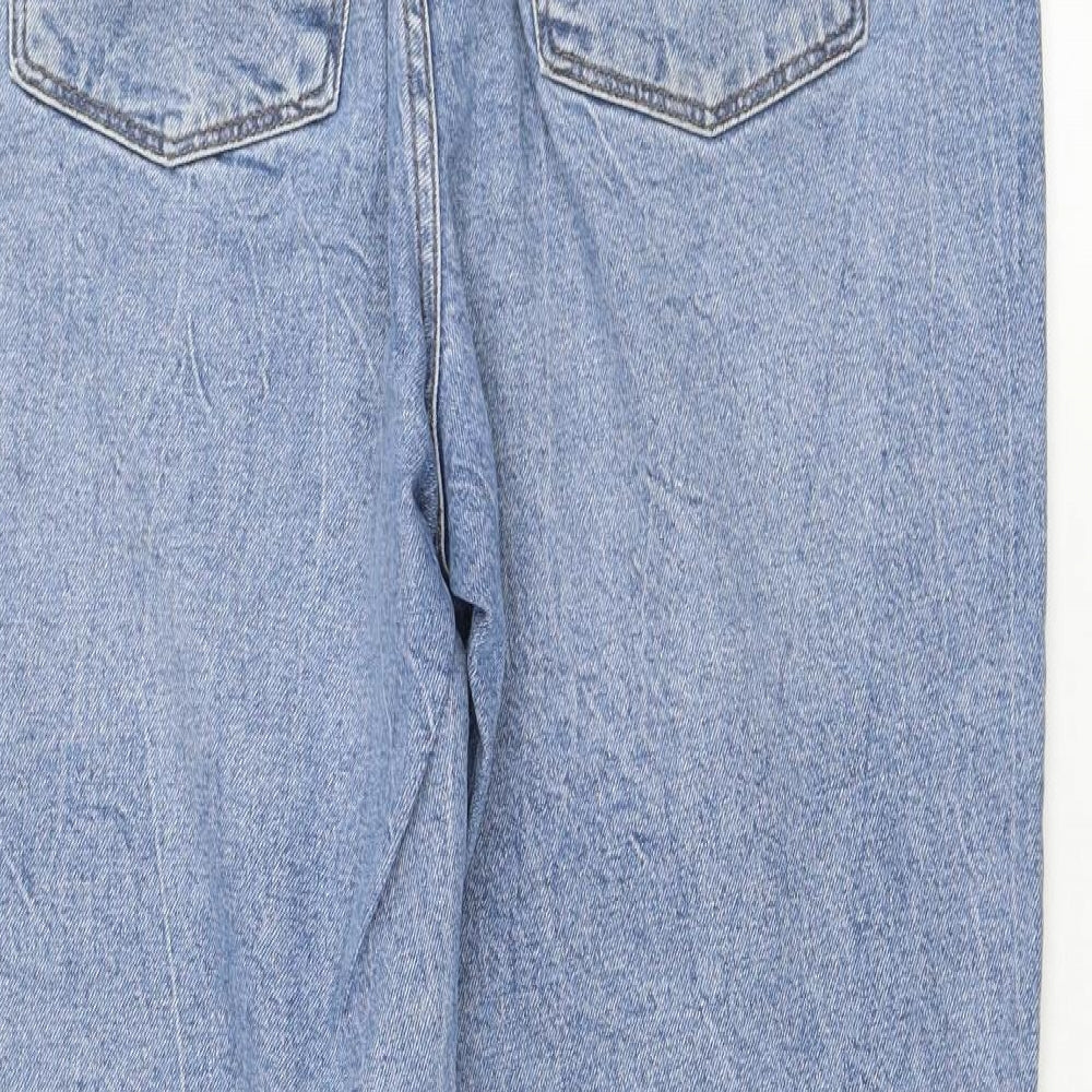 New Look Womens Blue Cotton Straight Jeans Size 16 L28 in Regular Zip