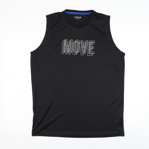 Doone Mens Black Polyester Basic Tank Size L Round Neck Pullover - Move