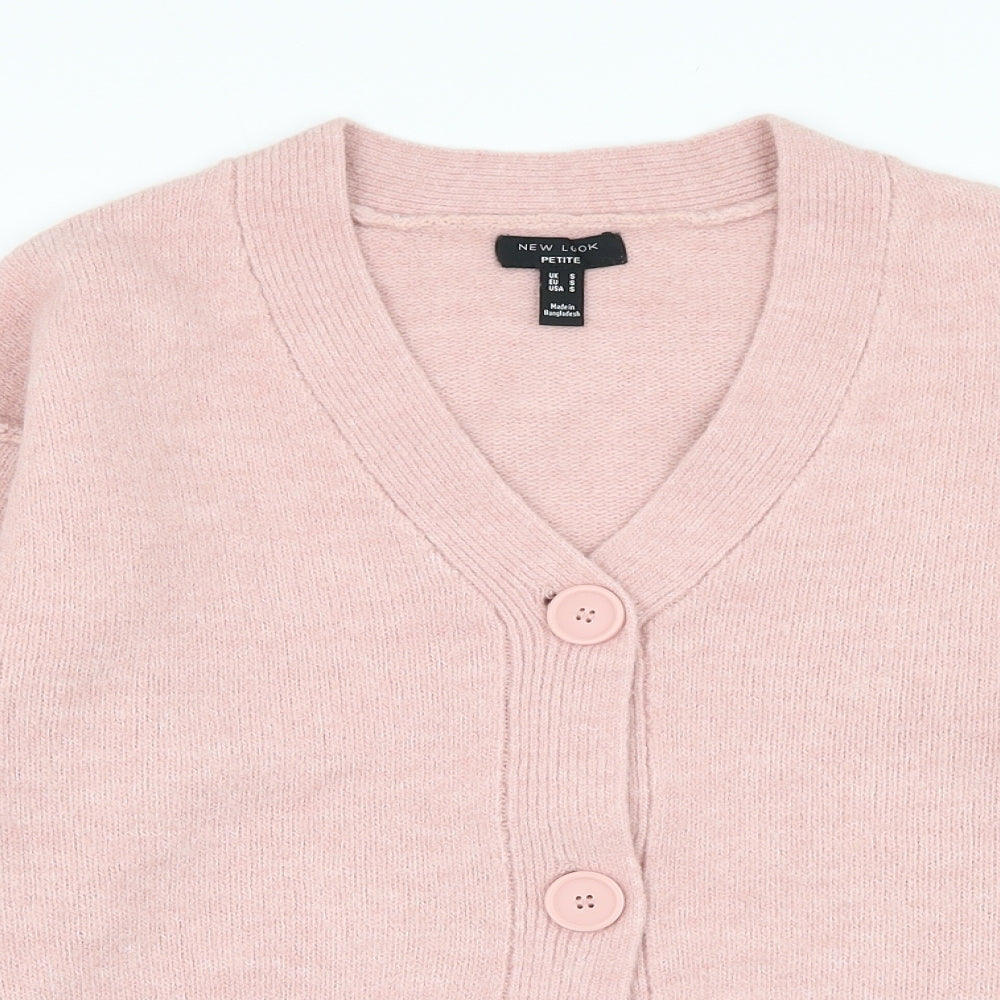New Look Womens Pink V-Neck Acrylic Cardigan Jumper Size S