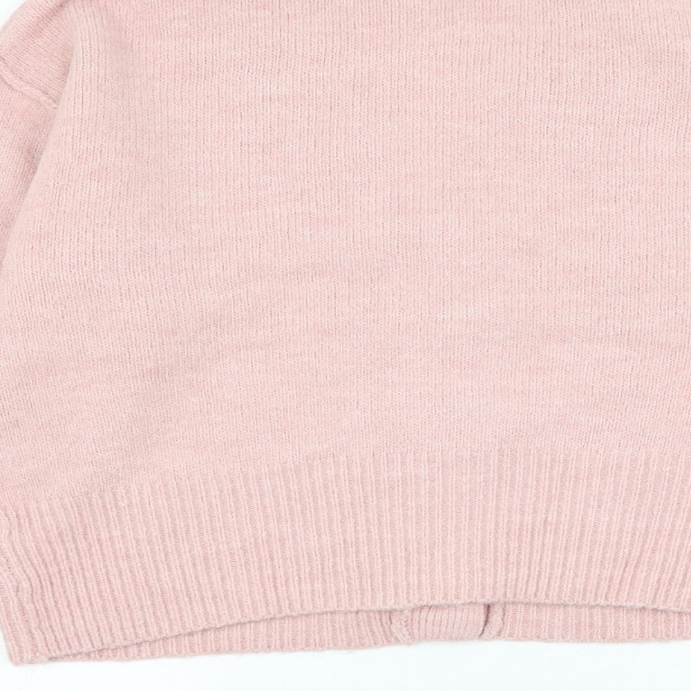 New Look Womens Pink V-Neck Acrylic Cardigan Jumper Size S