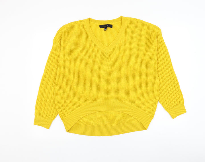 Vera Moda Womens Yellow V-Neck Acrylic Pullover Jumper Size S