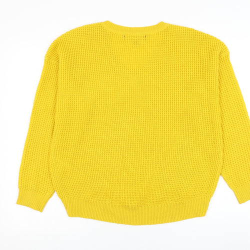 Vera Moda Womens Yellow V-Neck Acrylic Pullover Jumper Size S