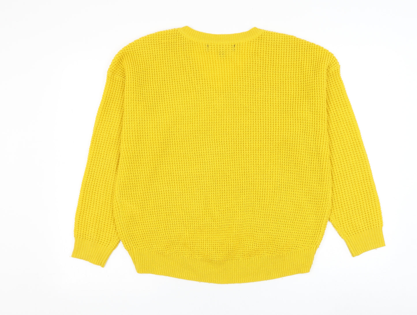Vera Moda Womens Yellow V-Neck Acrylic Pullover Jumper Size S