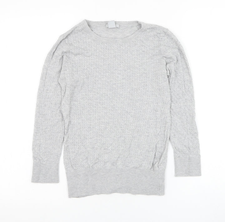 H&M Womens Grey Round Neck Viscose Pullover Jumper Size S