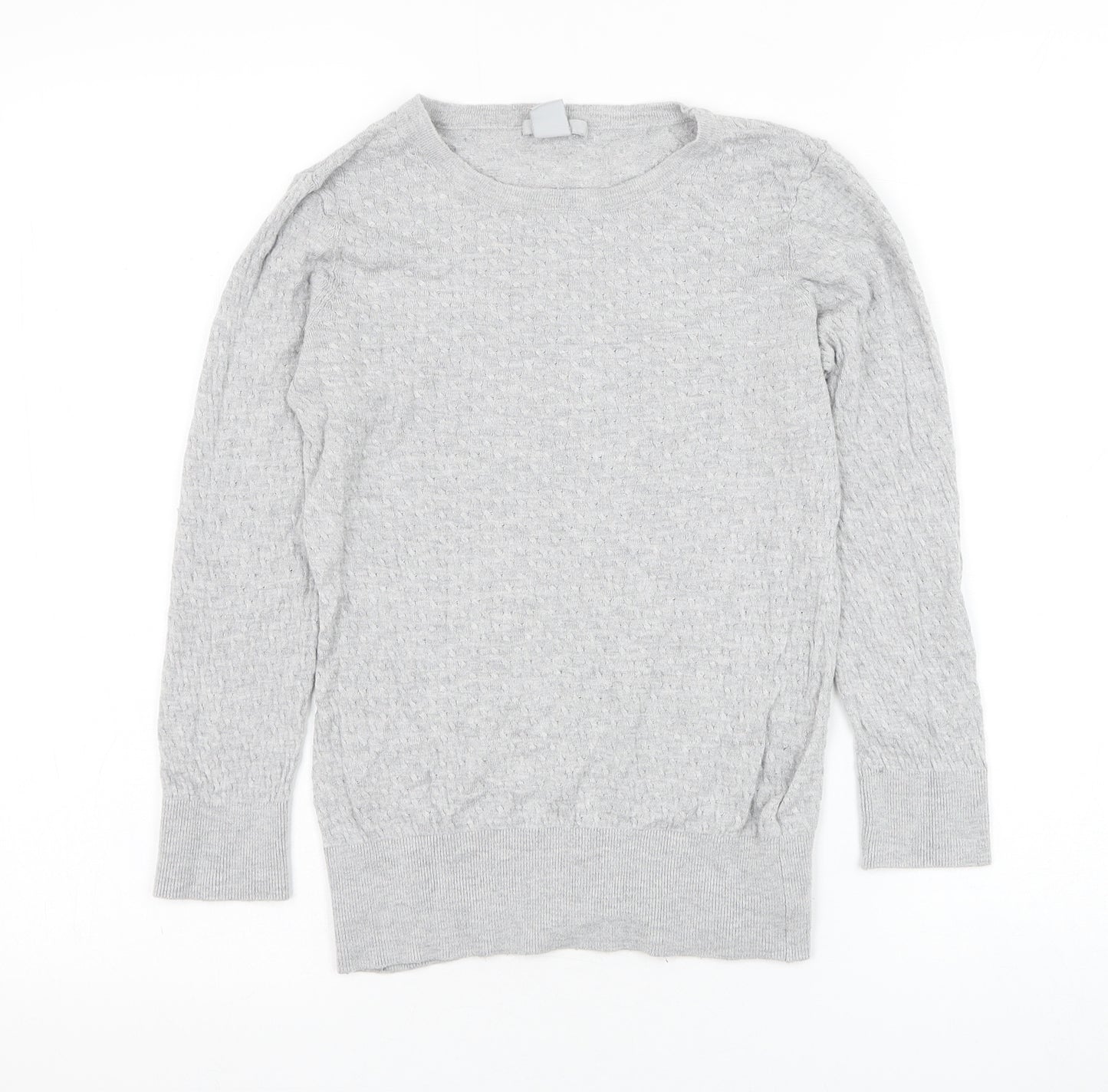 H&M Womens Grey Round Neck Viscose Pullover Jumper Size S