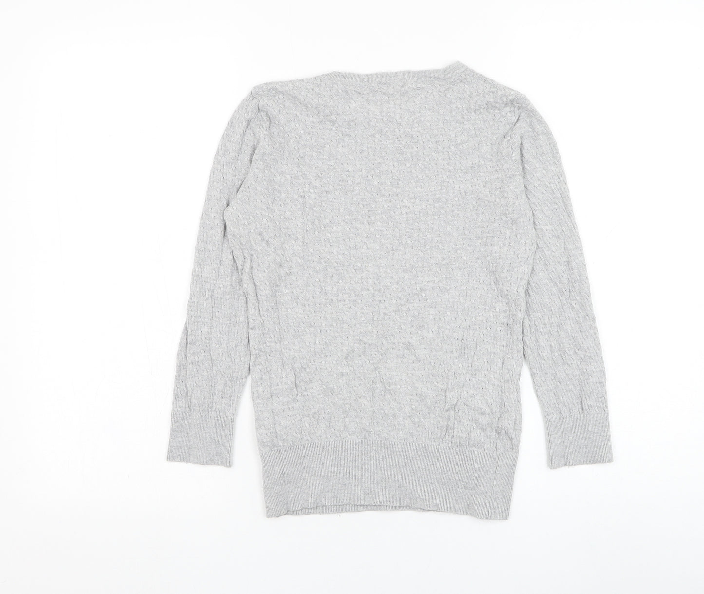 H&M Womens Grey Round Neck Viscose Pullover Jumper Size S