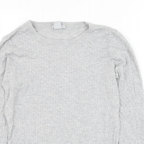 H&M Womens Grey Round Neck Viscose Pullover Jumper Size S